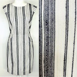 J. Crew Black and White Striped Sheath Dress